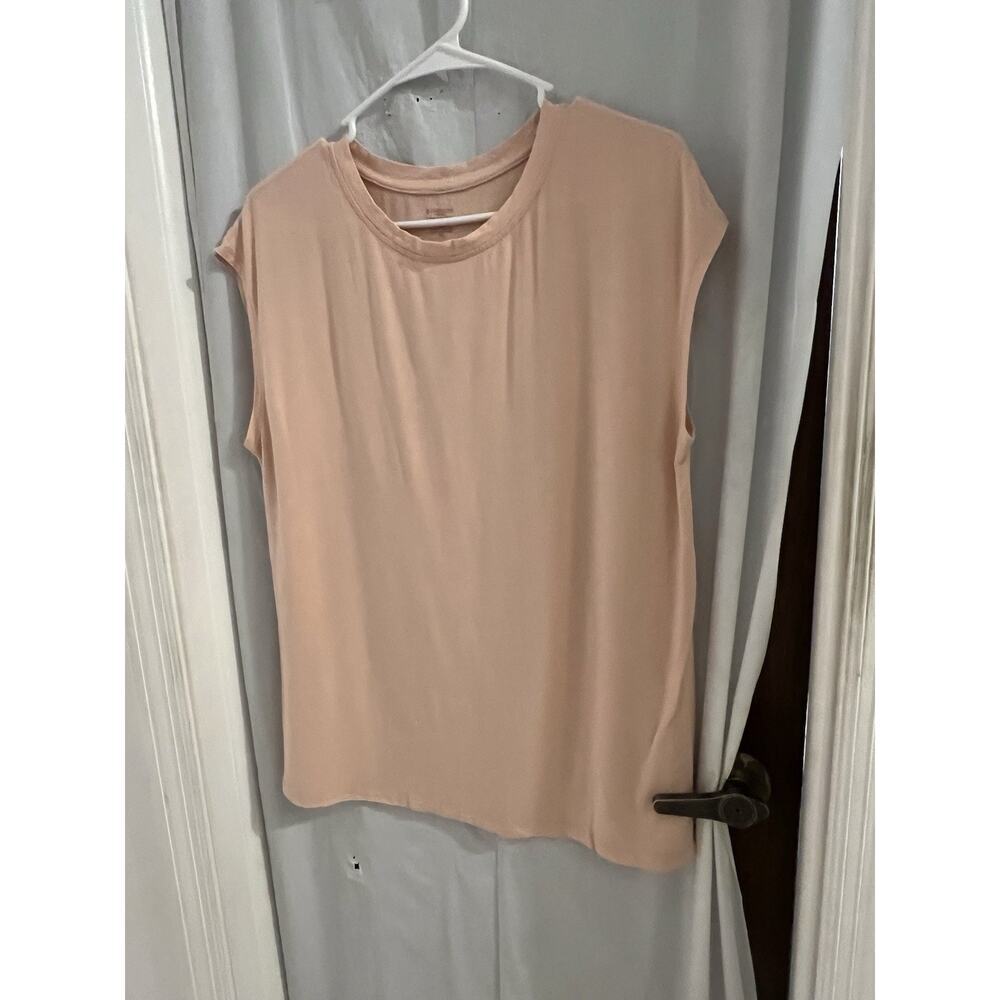 Third Love Peach Muscle Tee Sz M Bamboo Organic Cotton Blend Loungewear
